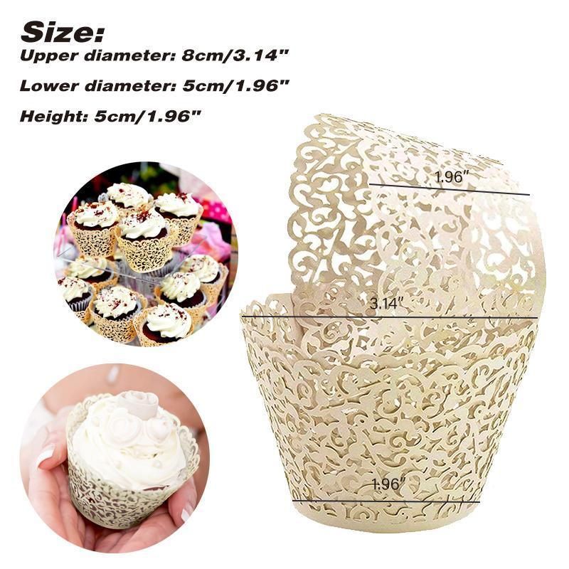 25pcs Laser Cut Cupcake Wrappers Wedding Party Baking Decorations in 8 Colours - White V528-CAKECUP-WHITE-25PCS-10461