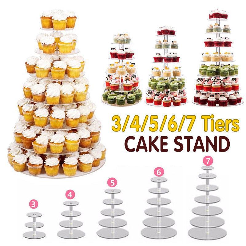 Acrylic Cupcake Tower 3 4 5 6 7 Tier Clear Cake Stand for Wedding Party - 5 Tiers V528-CAKESTAND-5TIER-330438