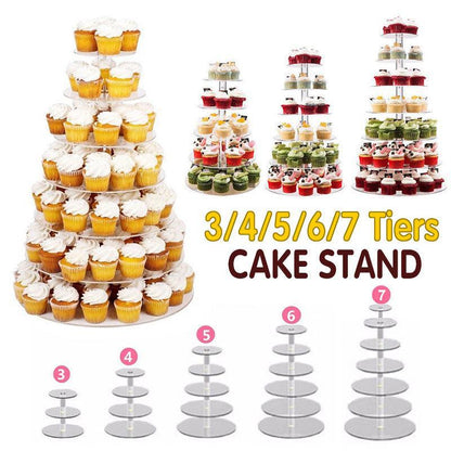 Acrylic Cupcake Tower 3 4 5 6 7 Tier Clear Cake Stand for Wedding Party - 5 Tiers V528-CAKESTAND-5TIER-330438