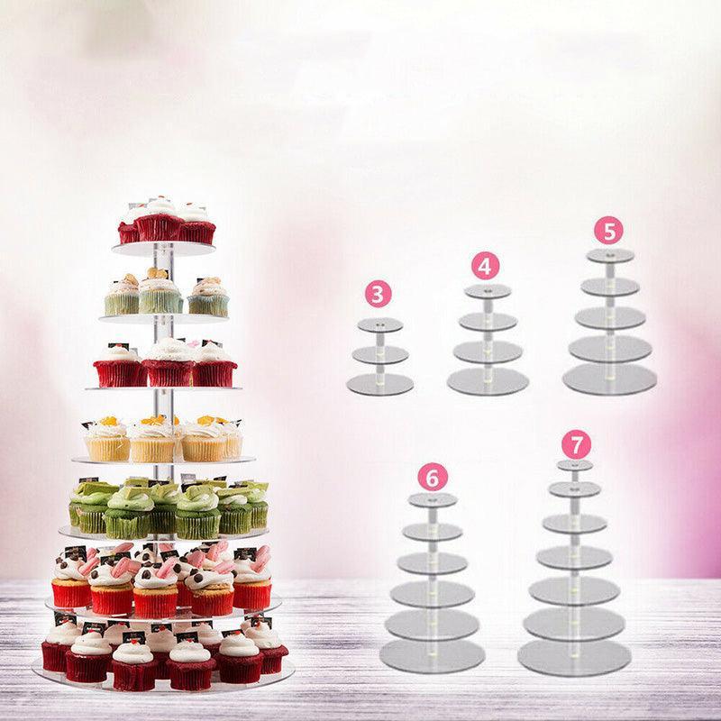 Acrylic Cupcake Tower 3 4 5 6 7 Tier Clear Cake Stand for Wedding Party - 5 Tiers V528-CAKESTAND-5TIER-330438