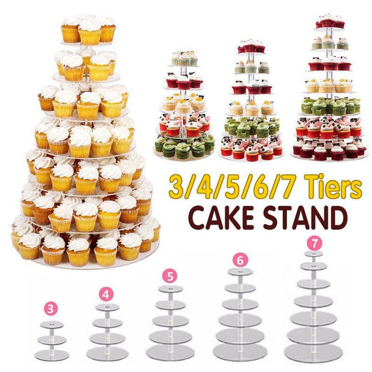 Acrylic Cupcake Tower 3 4 5 6 7 Tier Clear Cake Stand for Wedding Party - 6 Tiers V528-CAKESTAND-6TIER-971293
