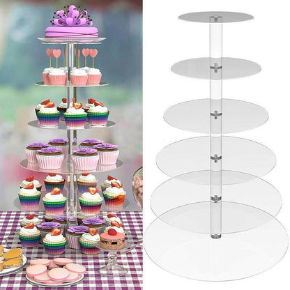 Acrylic Cupcake Tower 3 4 5 6 7 Tier Clear Cake Stand for Wedding Party - 6 Tiers V528-CAKESTAND-6TIER-971293