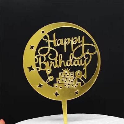Happy Birthday Acrylic Cake Topper Cake Decoration Golden Silver Party - Gold-Moon Star Cake Birthday V528-CAKETOPPERGOLD-MOONSTARBIRTH-3011