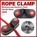 Rope Clamp Set 2PCS Aluminum Alloy Black Clip Plate Sailboat Kayak Canoe Outdoor V528-CAM-CLEATS-2PC-744757