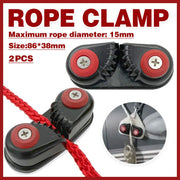 Rope Clamp Set 2PCS Aluminum Alloy Black Clip Plate Sailboat Kayak Canoe Outdoor V528-CAM-CLEATS-2PC-744757