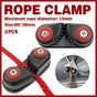 Rope Clamp Set 2PCS Aluminum Alloy Black Clip Plate Sailboat Kayak Canoe Outdoor V528-CAM-CLEATS-2PC-744757