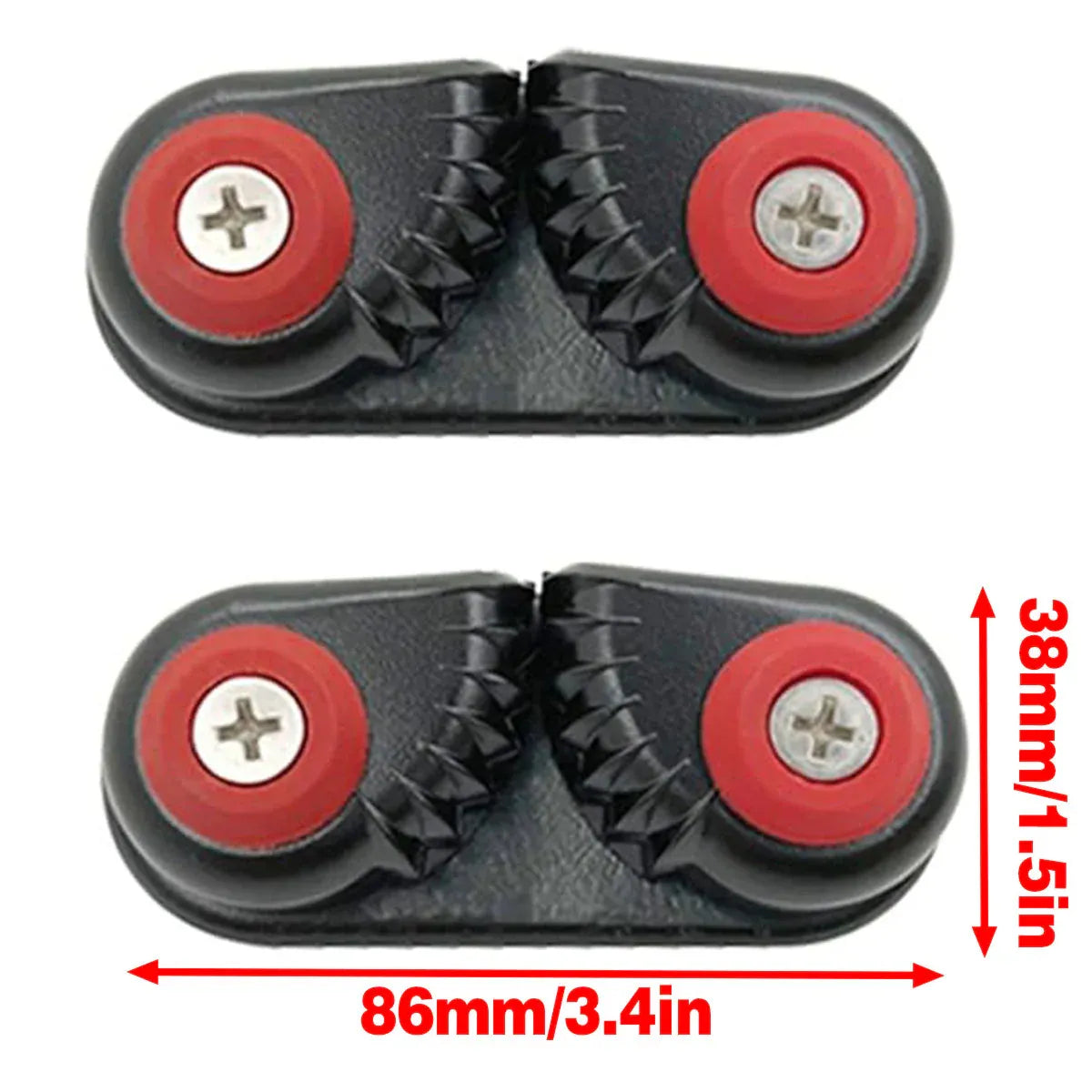 Rope Clamp Set 2PCS Aluminum Alloy Black Clip Plate Sailboat Kayak Canoe Outdoor V528-CAM-CLEATS-2PC-744757