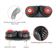 Rope Clamp Set 2PCS Aluminum Alloy Black Clip Plate Sailboat Kayak Canoe Outdoor V528-CAM-CLEATS-2PC-744757