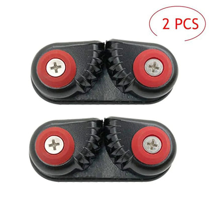 Rope Clamp Set 2PCS Aluminum Alloy Black Clip Plate Sailboat Kayak Canoe Outdoor V528-CAM-CLEATS-2PC-744757
