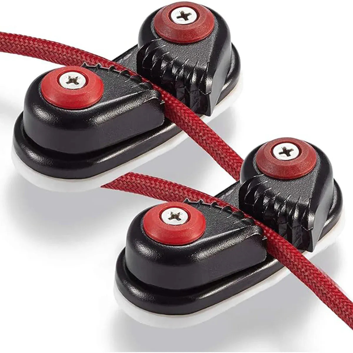 Rope Clamp Set 2PCS Aluminum Alloy Black Clip Plate Sailboat Kayak Canoe Outdoor V528-CAM-CLEATS-2PC-744757