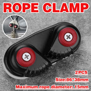 Rope Clamp Set 2PCS Aluminum Alloy Black Clip Plate Sailboat Kayak Canoe Outdoor V528-CAM-CLEATS-2PC-744757