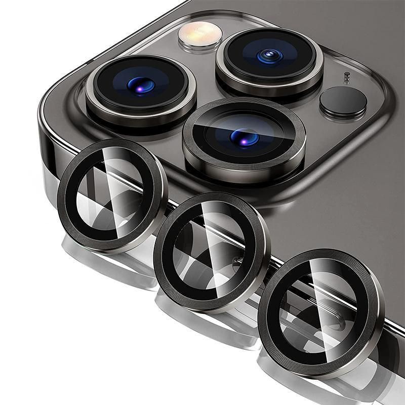 For iPhone 14/14 Plus Metal Camera Lens Glass Screen Protector - Black V528-CAM14-PLUS-BLACK-747280