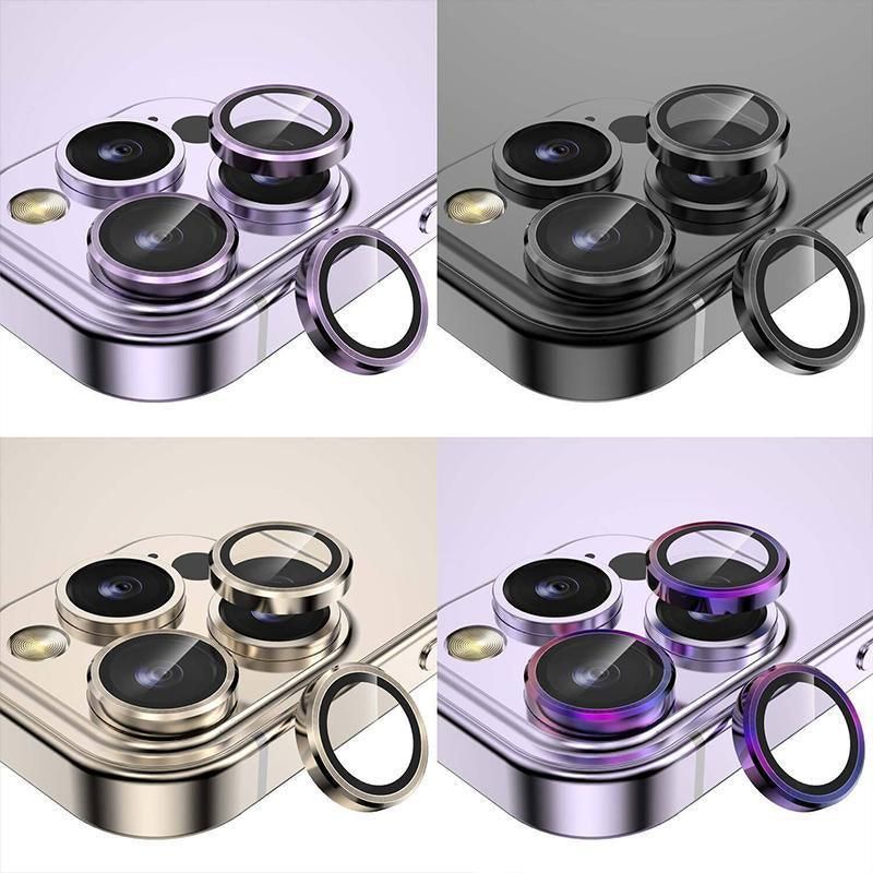 For iPhone 14/14 Plus Metal Camera Lens Glass Screen Protector - Black V528-CAM14-PLUS-BLACK-747280