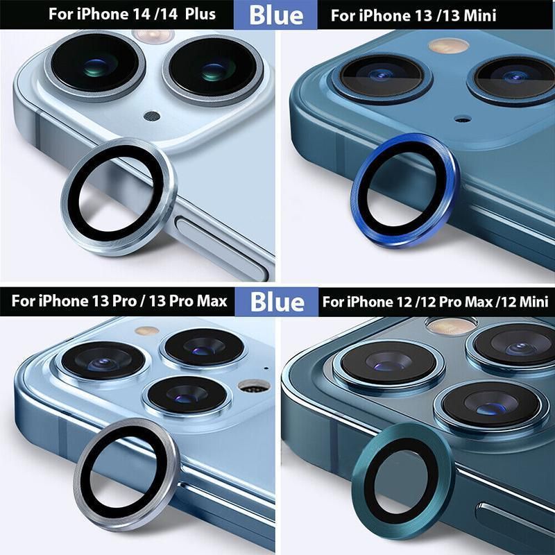 For iPhone 14/14 Plus Metal Camera Lens Glass Screen Protector - Blue V528-CAM14-PLUS-BLUE-246445