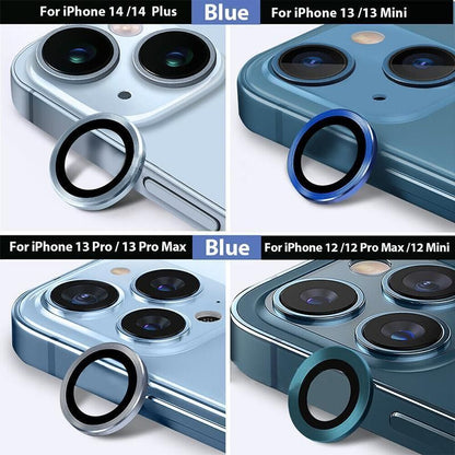 For iPhone 14/14 Plus Metal Camera Lens Glass Screen Protector - Blue V528-CAM14-PLUS-BLUE-246445