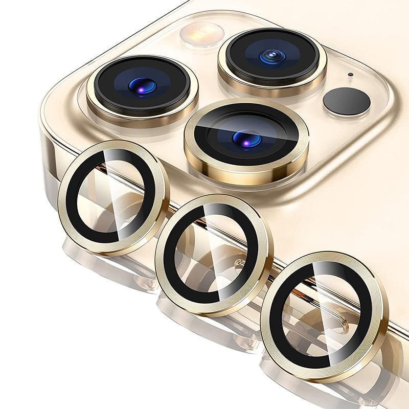For iPhone 14/14 Plus Metal Camera Lens Glass Screen Protector - Gold V528-CAM14-PLUS-GOLD-535670