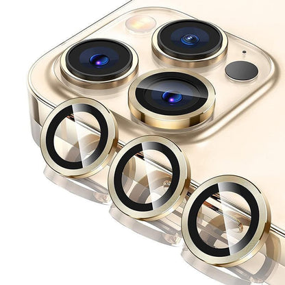 For iPhone 14/14 Plus Metal Camera Lens Glass Screen Protector - Gold V528-CAM14-PLUS-GOLD-535670