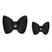 Black Bowknot Neck Pillow Plush Bow Tie Soft Plush Car Headrest Waist Support - Headrest V528-CAMELLIA-HEADREST-943564