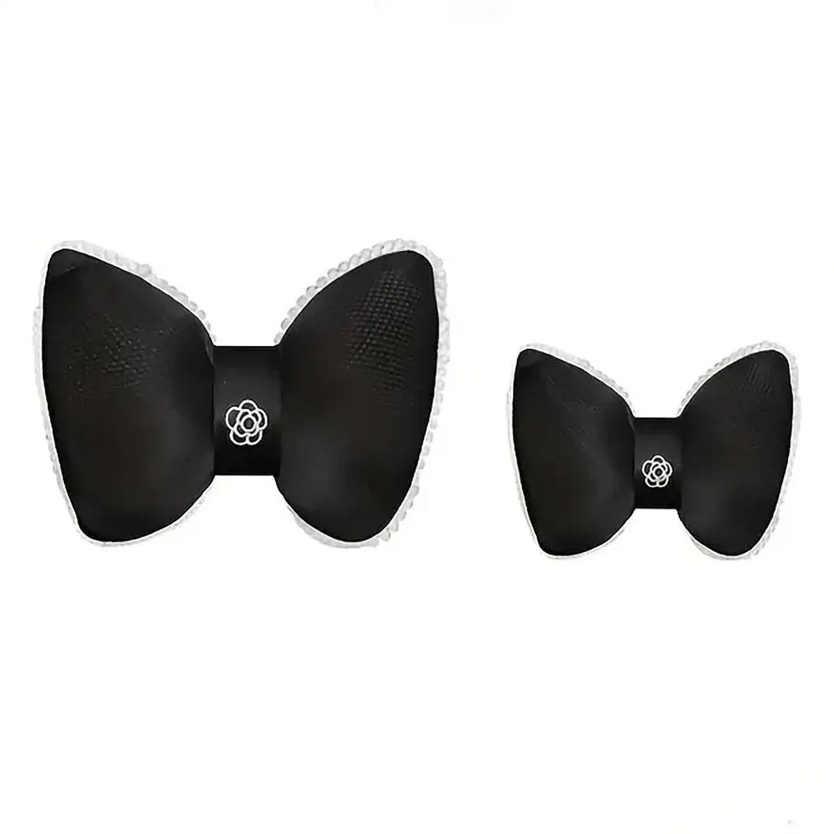 Black Bowknot Neck Pillow Plush Bow Tie Soft Plush Car Headrest Waist Support - Headrest V528-CAMELLIA-HEADREST-943564