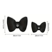 Black Bowknot Neck Pillow Plush Bow Tie Soft Plush Car Headrest Waist Support - Headrest V528-CAMELLIA-HEADREST-943564