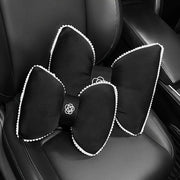 Black Bowknot Neck Pillow Plush Bow Tie Soft Plush Car Headrest Waist Support - Waist V528-CAMELLIA-WAIST-SUPPORT-377108