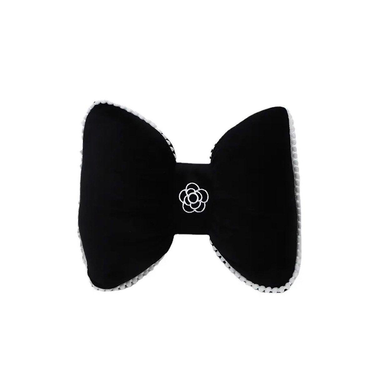 Black Bowknot Neck Pillow Plush Bow Tie Soft Plush Car Headrest Waist Support - Waist V528-CAMELLIA-WAIST-SUPPORT-377108
