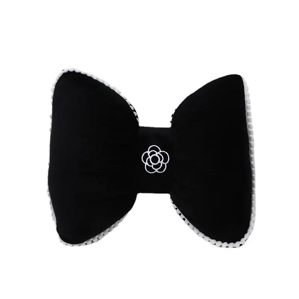 Black Bowknot Neck Pillow Plush Bow Tie Soft Plush Car Headrest Waist Support - Waist V528-CAMELLIA-WAIST-SUPPORT-377108