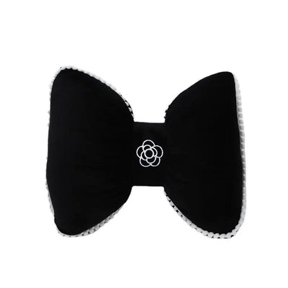 Black Bowknot Neck Pillow Plush Bow Tie Soft Plush Car Headrest Waist Support - Waist V528-CAMELLIA-WAIST-SUPPORT-377108