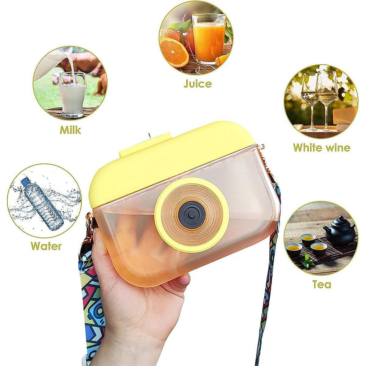 Plastic Camera Straw Mug Backpack Leak Proof Outdoor Travel Mug Hiking Camping V528-CAMERA-CUP-YELLOW-838517