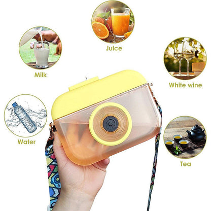 Plastic Camera Straw Mug Backpack Leak Proof Outdoor Travel Mug Hiking Camping V528-CAMERA-CUP-YELLOW-838517