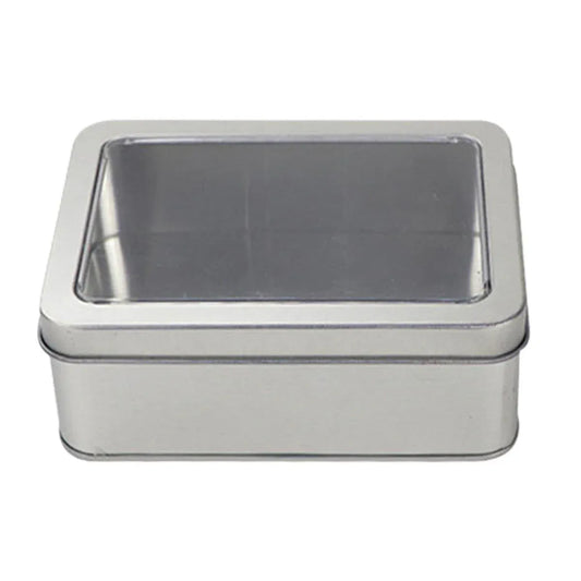 10pcs Metal Iron Box with Open Window Storage Rectangle Packaging Containers - 12.5x9x5cm V528-CAN-10PCS-125-90-50-161228