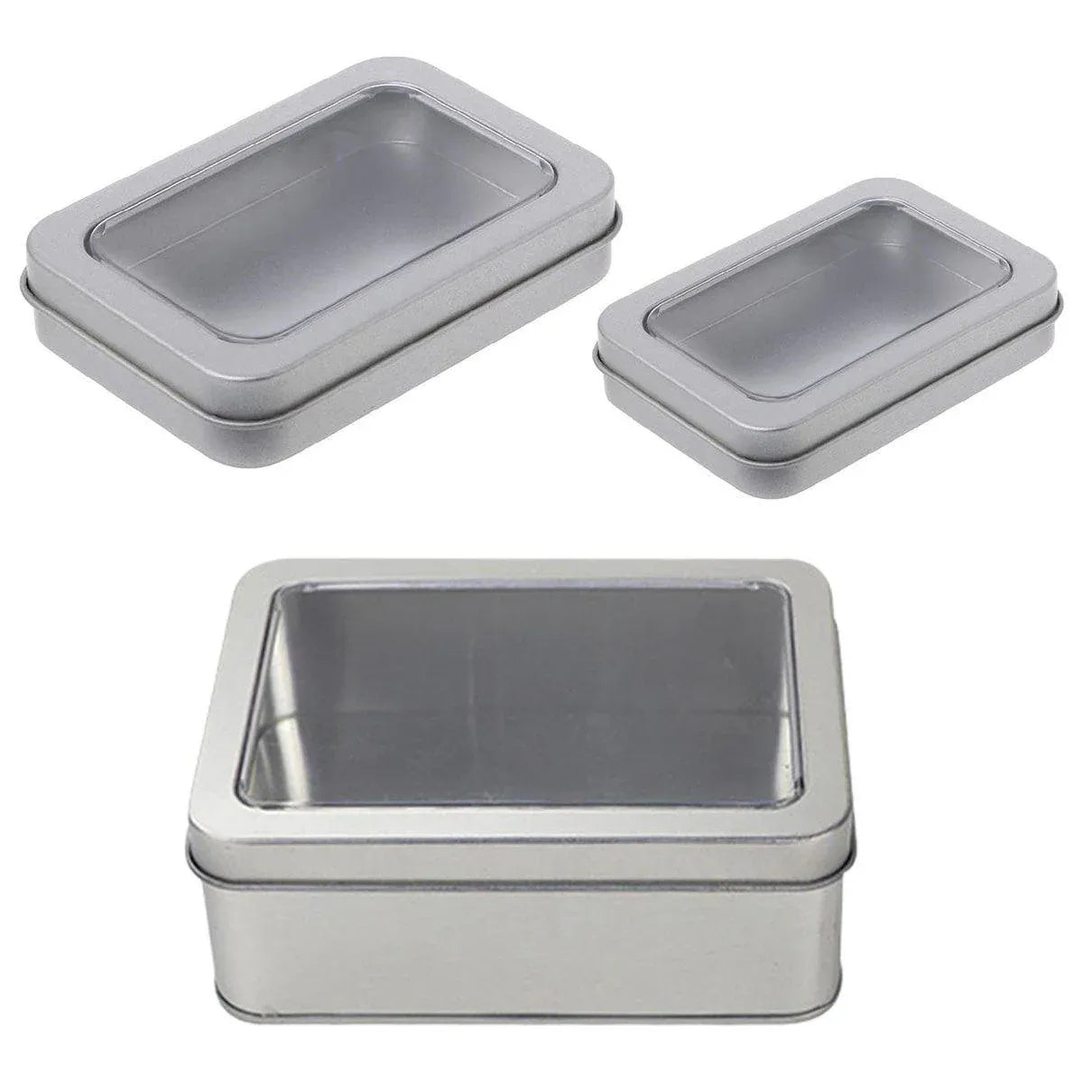 10pcs Metal Iron Box with Open Window Storage Rectangle Packaging Containers - 12.5x9x5cm V528-CAN-10PCS-125-90-50-161228