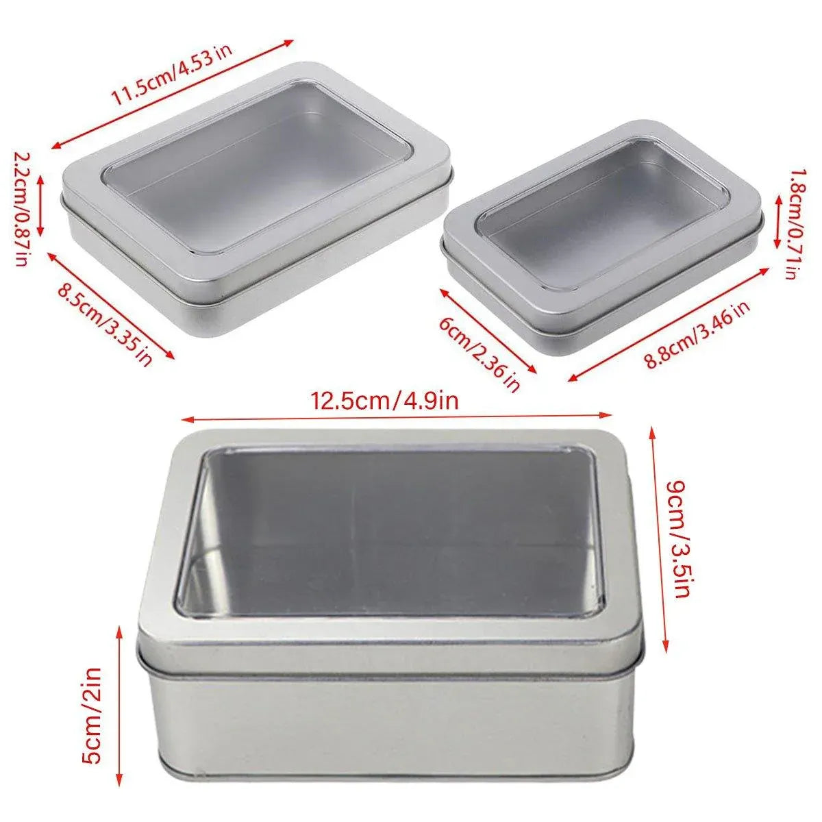 10pcs Metal Iron Box with Open Window Storage Rectangle Packaging Containers - 12.5x9x5cm V528-CAN-10PCS-125-90-50-161228
