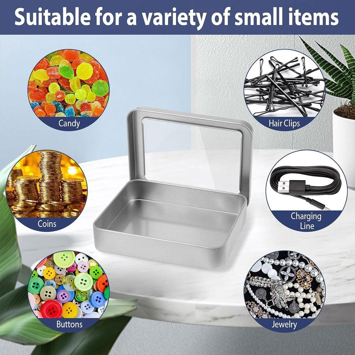 10pcs Metal Iron Box with Open Window Storage Rectangle Packaging Containers - 12.5x9x5cm V528-CAN-10PCS-125-90-50-161228
