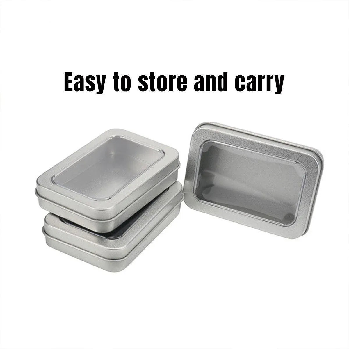 10pcs Metal Iron Box with Open Window Storage Rectangle Packaging Containers - 12.5x9x5cm V528-CAN-10PCS-125-90-50-161228