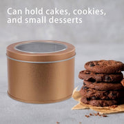 10pcs Open Window Cake Tin Box Bakery Biscuit Packaging Storage Tin Box Set - Gold V528-CAN-10PCS-GOLD-9-6-586367