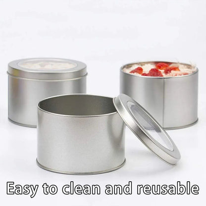 10pcs Open Window Cake Tin Box Bakery Biscuit Packaging Storage Tin Box Set - Gold V528-CAN-10PCS-GOLD-9-6-586367