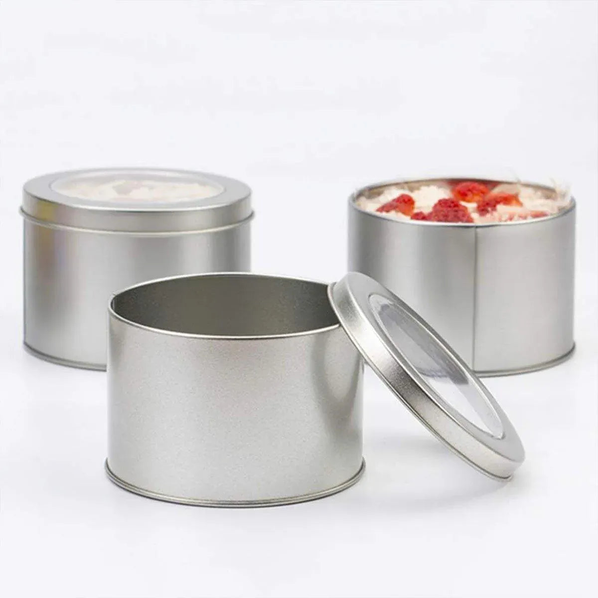 10pcs Open Window Cake Tin Box Bakery Biscuit Packaging Storage Tin Box Set - Gold V528-CAN-10PCS-GOLD-9-6-586367