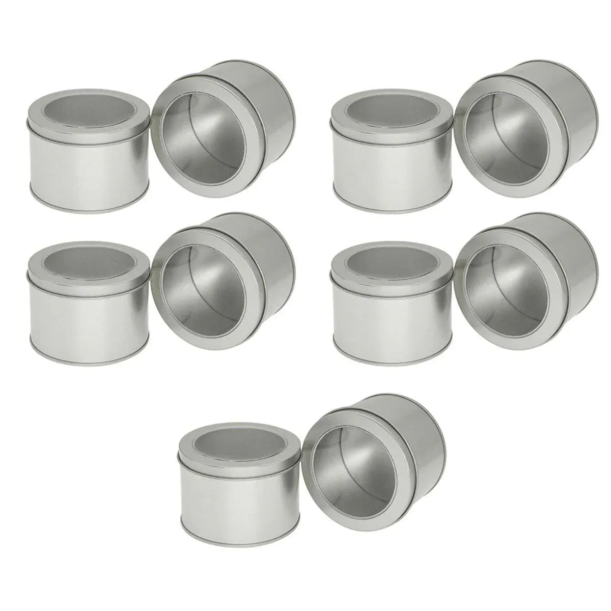 10pcs Open Window Cake Tin Box Bakery Biscuit Packaging Storage Tin Box Set - Sliver V528-CAN-10PCS-SLIVER-9-6-355230