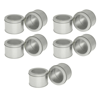 10pcs Open Window Cake Tin Box Bakery Biscuit Packaging Storage Tin Box Set - Sliver V528-CAN-10PCS-SLIVER-9-6-355230