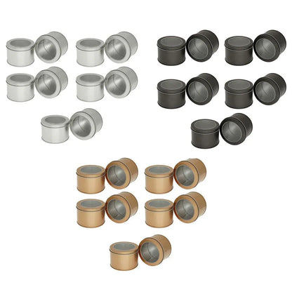 10pcs Open Window Cake Tin Box Bakery Biscuit Packaging Storage Tin Box Set - Sliver V528-CAN-10PCS-SLIVER-9-6-355230