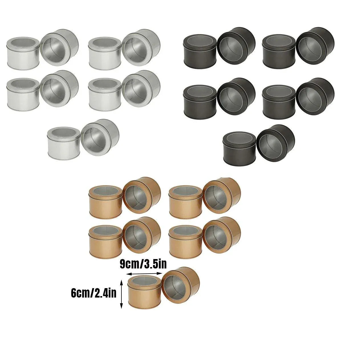 10pcs Open Window Cake Tin Box Bakery Biscuit Packaging Storage Tin Box Set - Sliver V528-CAN-10PCS-SLIVER-9-6-355230