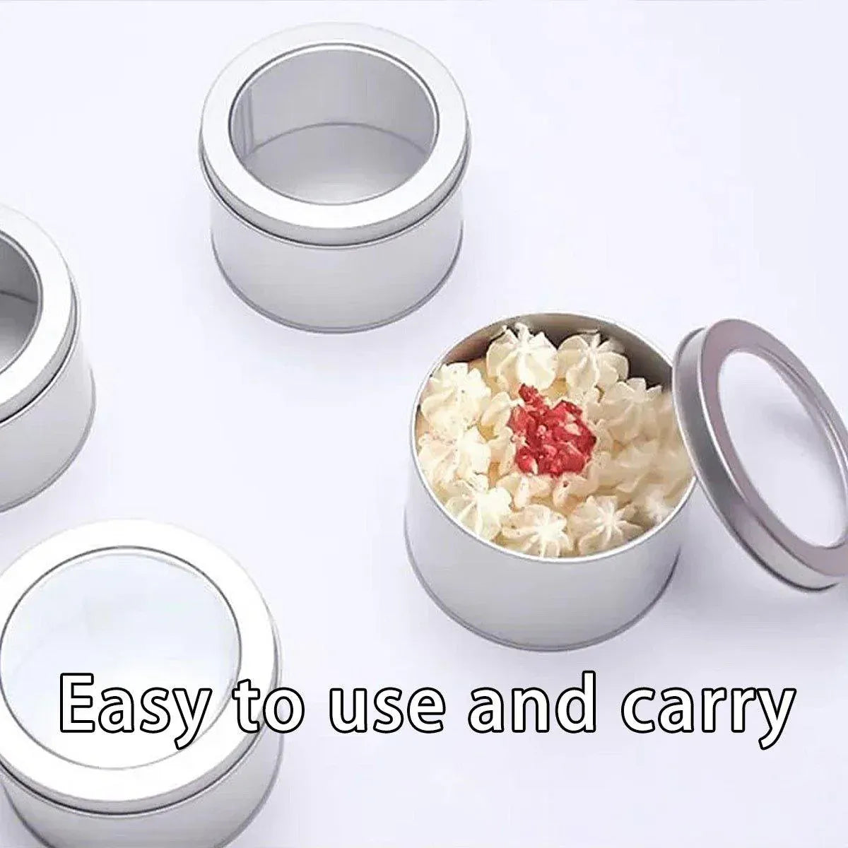 10pcs Open Window Cake Tin Box Bakery Biscuit Packaging Storage Tin Box Set - Sliver V528-CAN-10PCS-SLIVER-9-6-355230