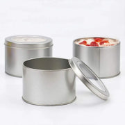 10pcs Open Window Cake Tin Box Bakery Biscuit Packaging Storage Tin Box Set - Sliver V528-CAN-10PCS-SLIVER-9-6-355230