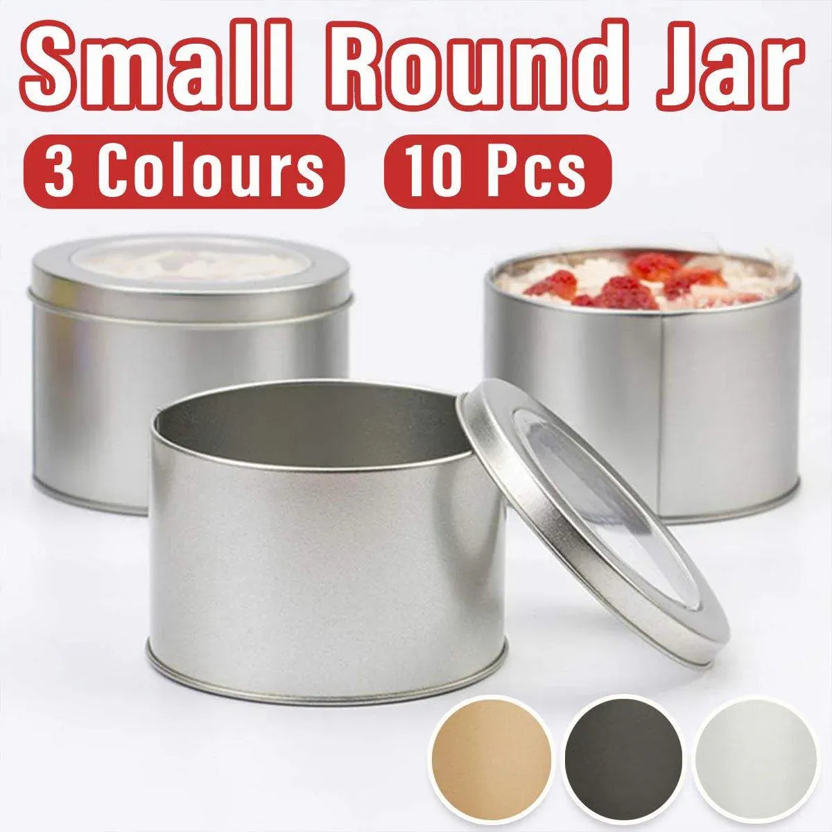 10pcs Open Window Cake Tin Box Bakery Biscuit Packaging Storage Tin Box Set - Sliver V528-CAN-10PCS-SLIVER-9-6-355230