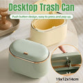 Small Desktop Trash Can Oval Pop Up Lid Rubbish Bin Waste Organizer Container - Beige V528-CAN-BEIGE-954237