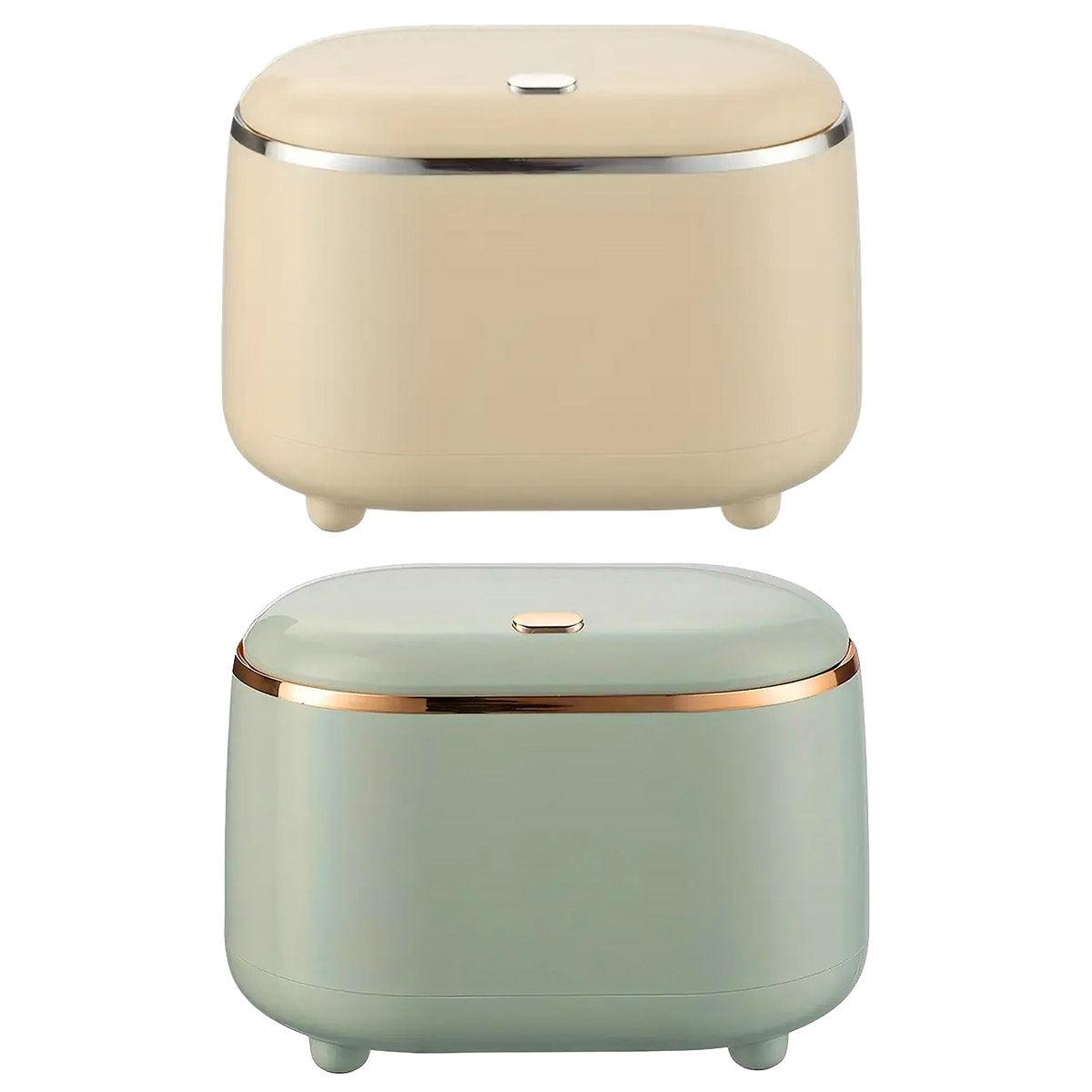 Small Desktop Trash Can Oval Pop Up Lid Rubbish Bin Waste Organizer Container - Beige V528-CAN-BEIGE-954237