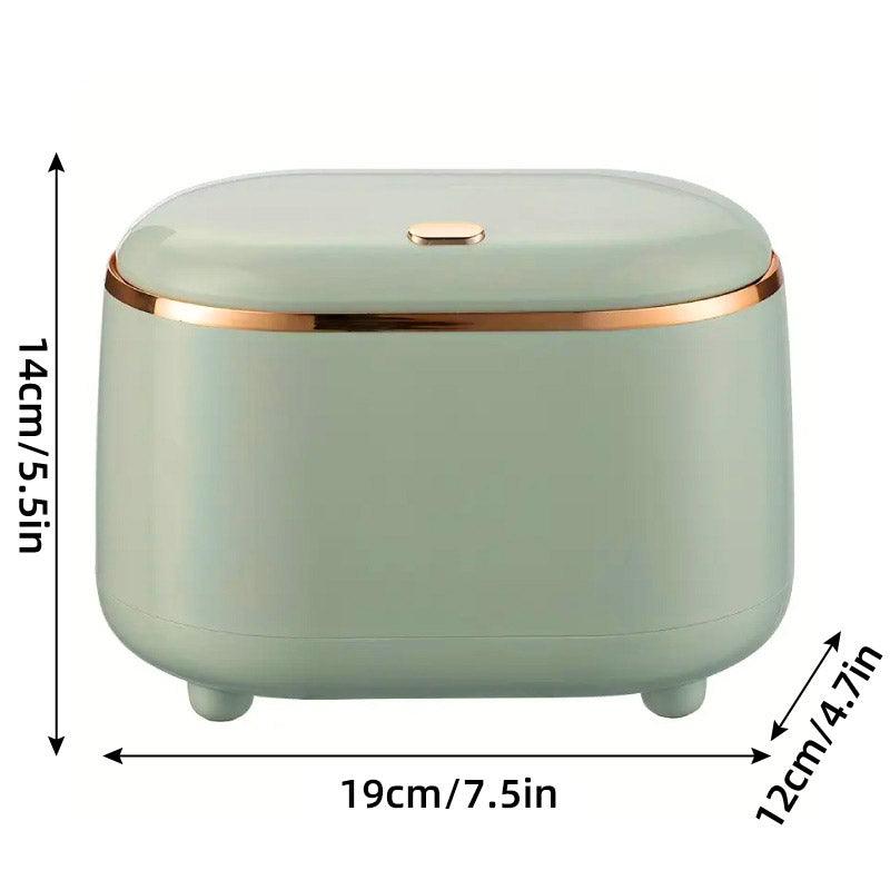 Small Desktop Trash Can Oval Pop Up Lid Rubbish Bin Waste Organizer Container - Beige V528-CAN-BEIGE-954237