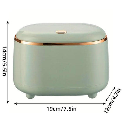 Small Desktop Trash Can Oval Pop Up Lid Rubbish Bin Waste Organizer Container - Beige V528-CAN-BEIGE-954237