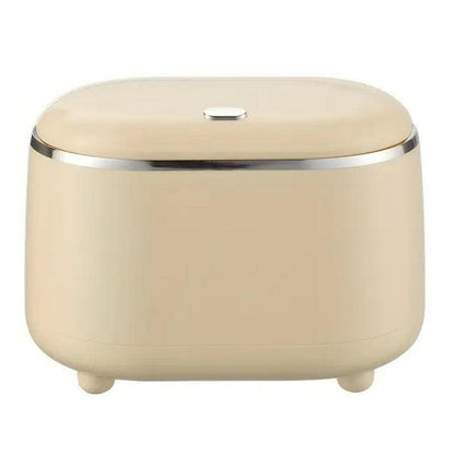 Small Desktop Trash Can Oval Pop Up Lid Rubbish Bin Waste Organizer Container - Beige V528-CAN-BEIGE-954237